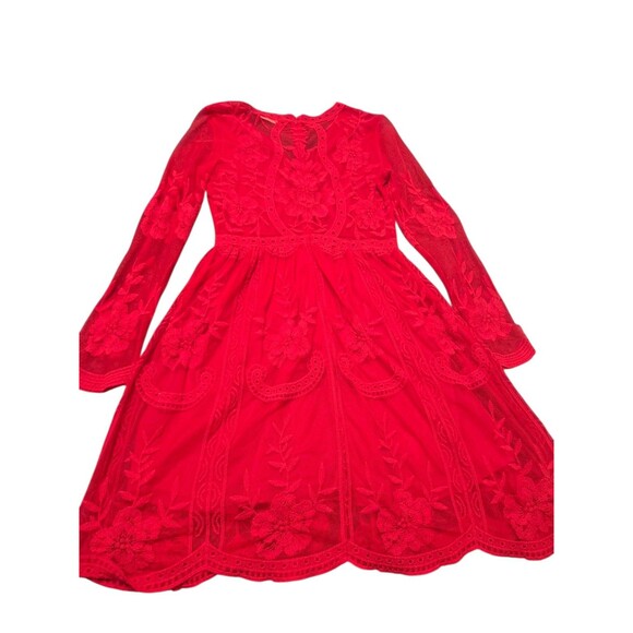Altar'd State Lavesta Dress M Red Floral Lace Romantic Whimsical Embroidered A35 - Picture 7 of 12